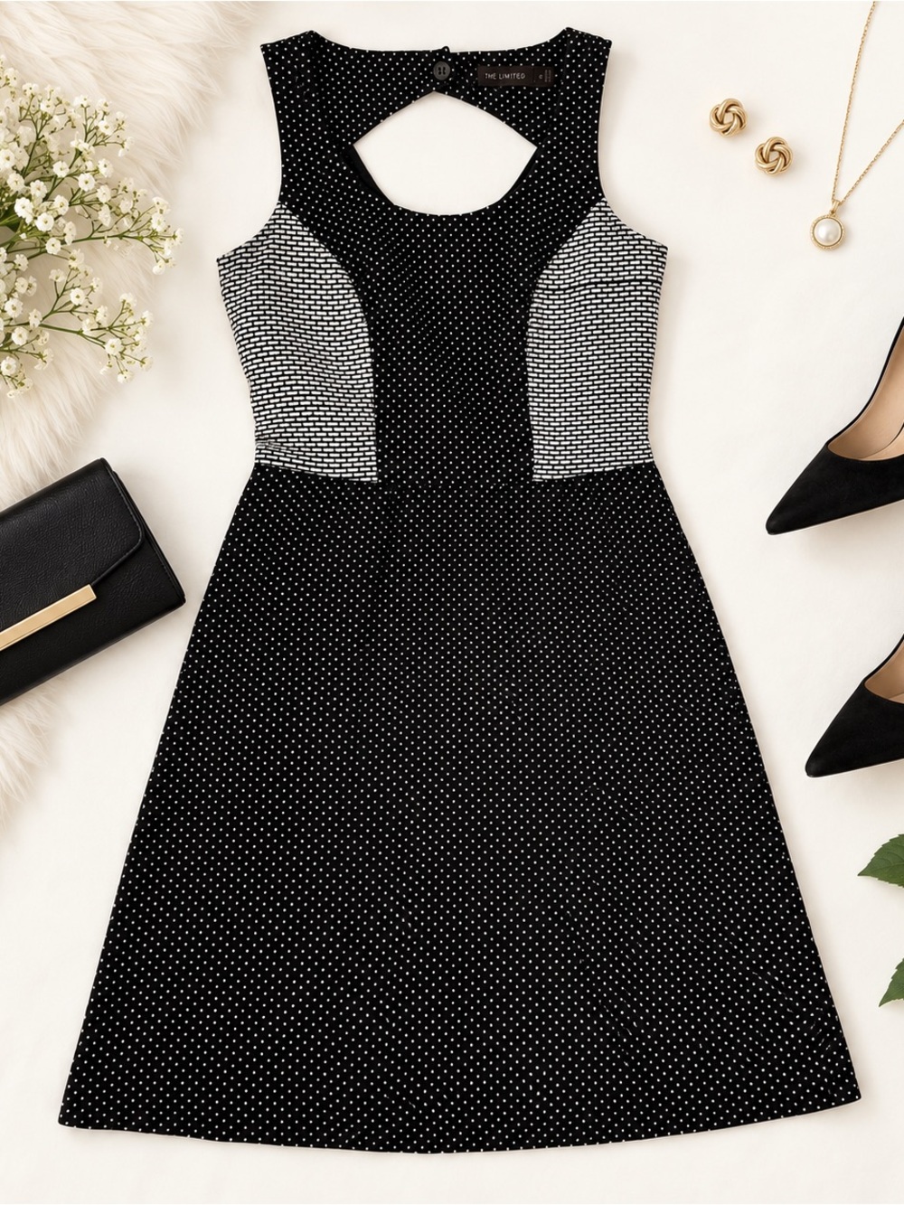 The Limited Black & White Sleeveless Fit & Flare Dress Size 0